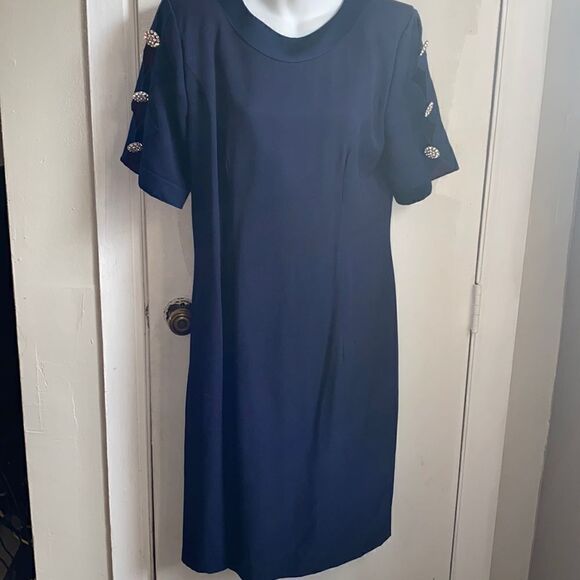 KAREN LAWRENCE BY MATTHEW Vintage Navy Blue Cocktail Dress-10 - Picture 1 of 8